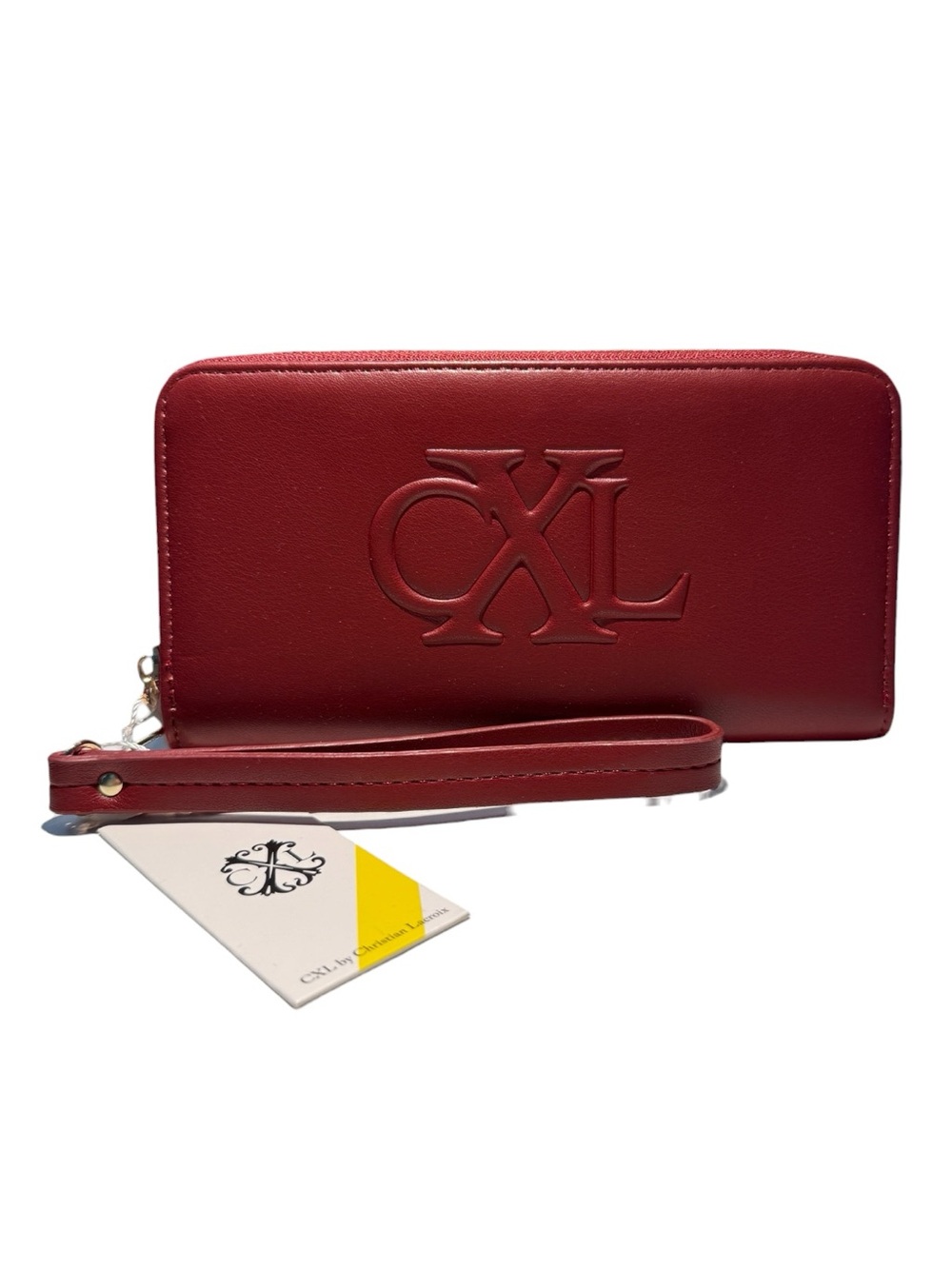 Christian Lacroix Porte Embossed Logo Zip Around Wallet Red NWT